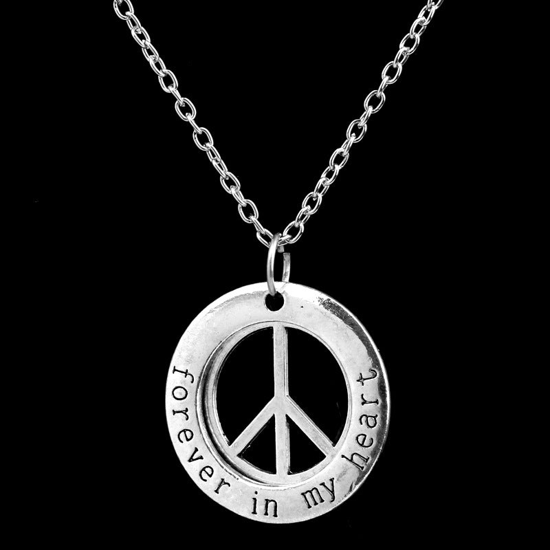 Wholesale Mother's Day Alloy Engraved Forever in Heart Pendant Necklace